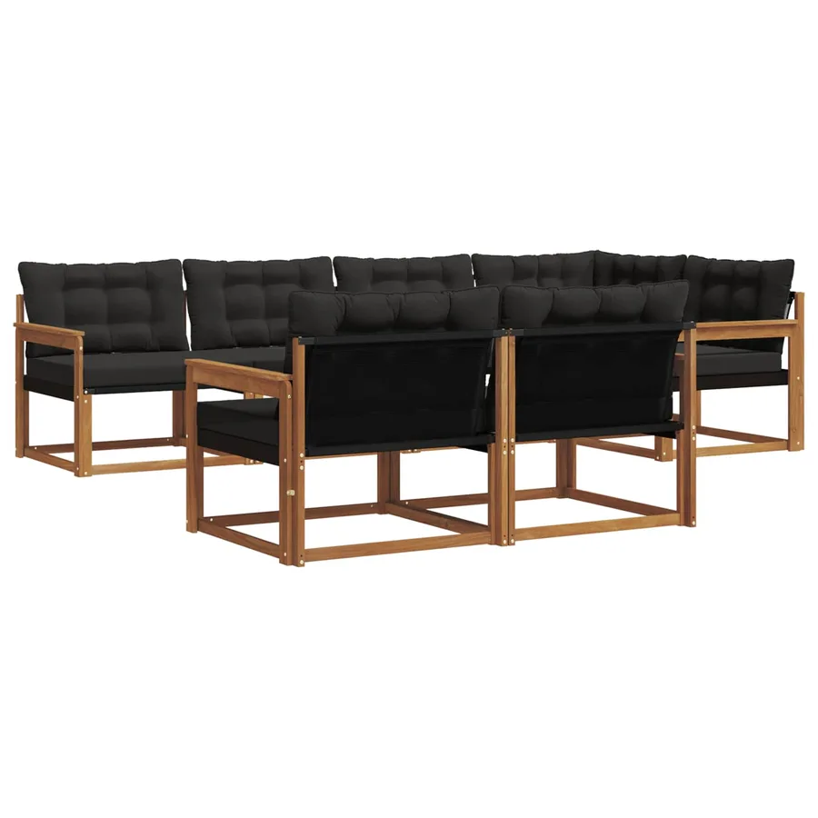Ensemble de canapés d'extérieur 7 pcs Naturel et Noir - 2