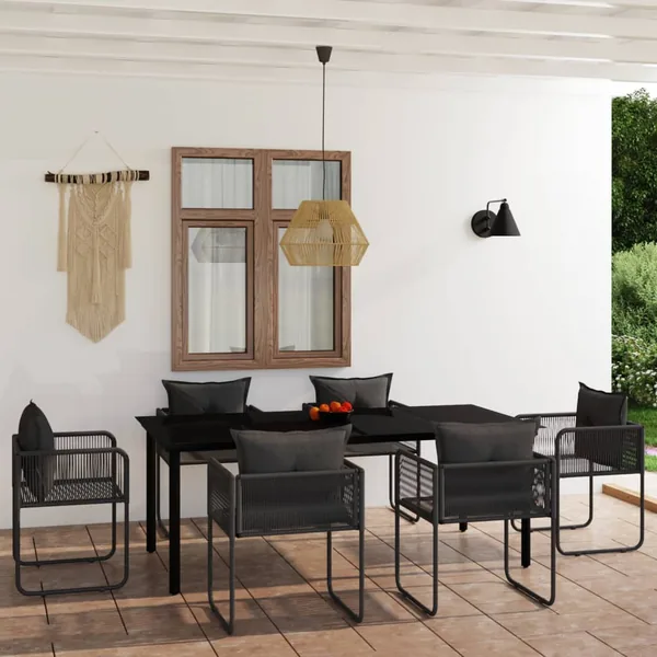 Ensemble à manger de jardin 7 pcs Noir