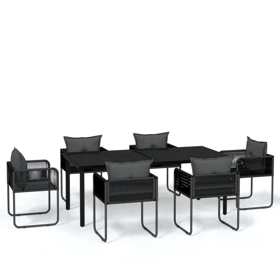 Ensemble à manger de jardin 7 pcs Noir - 2