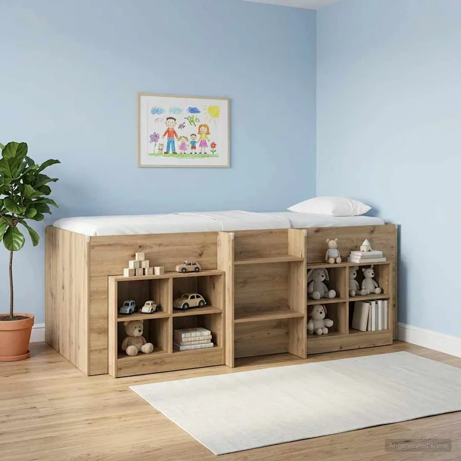 Cadre de Lit Élevé pour Enfants Chêne artisanal 90 x 200 cm - 3