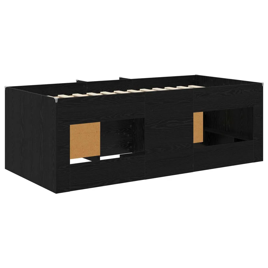 Cadre de lit en loft avec armoire 3 pc Noir Bois d'ingénierie - 5