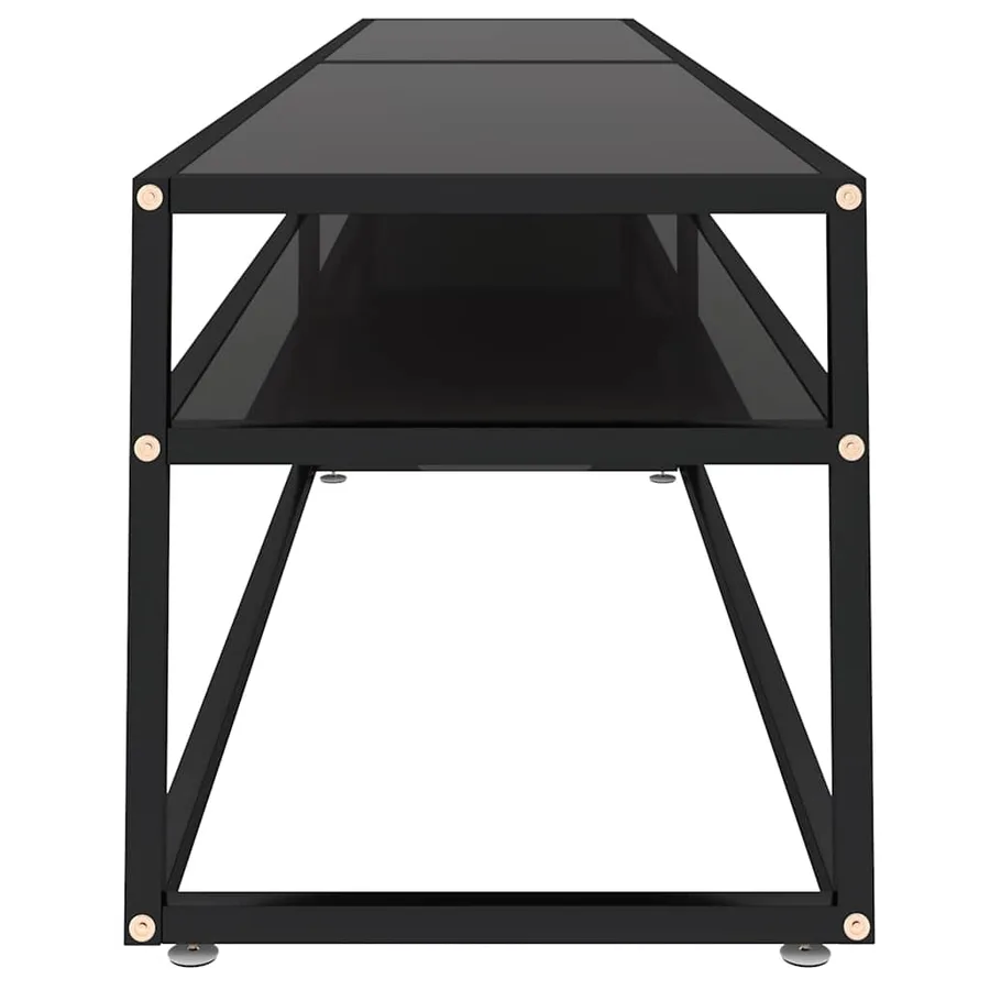 Meuble TV noir 220x40x40,5 cm verre trempé - 4