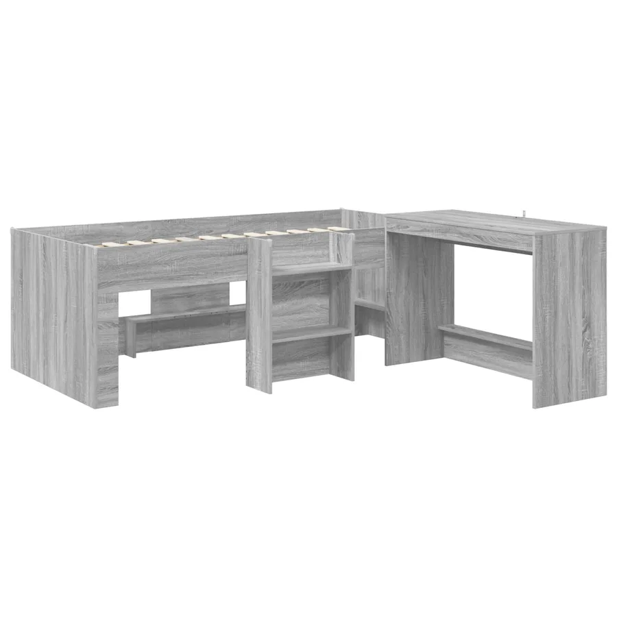 Lit haut pour enfants avec bureau 2 pc Sonoma gris - 3