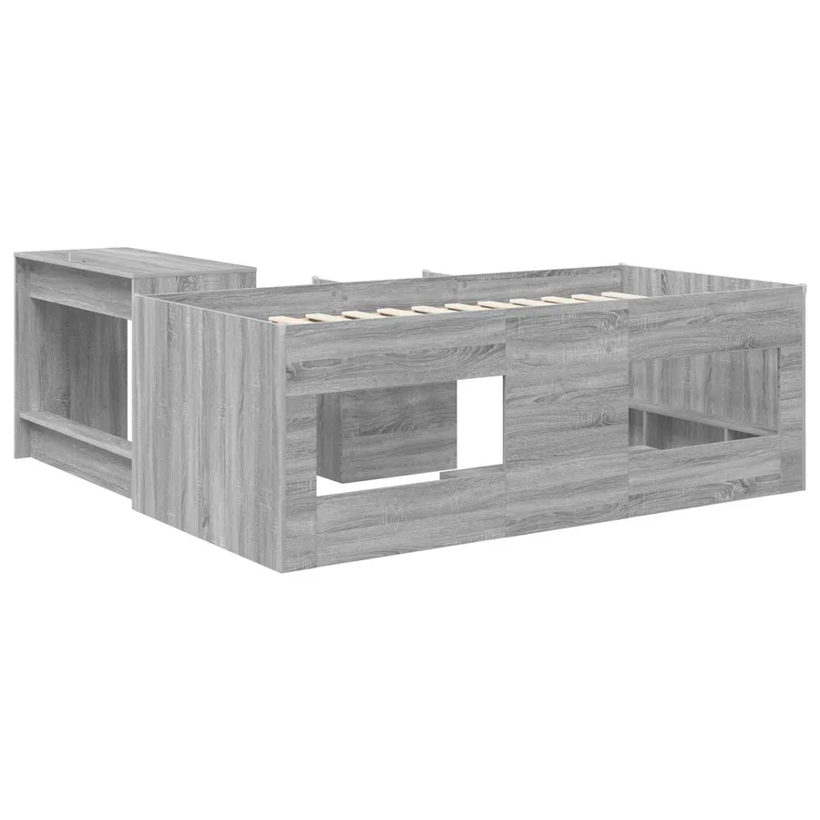 Lit haut pour enfants avec bureau 2 pc Sonoma gris - 5