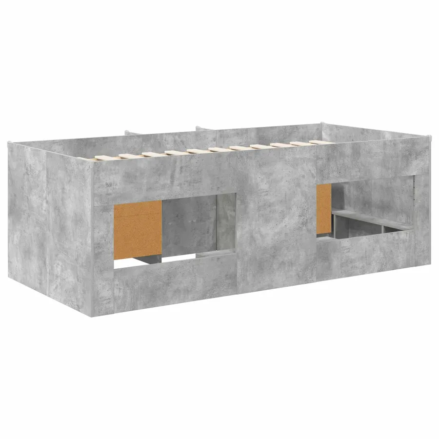 Cadre de lit en loft avec armoire avec étagère 3 pc Gris béton - 5