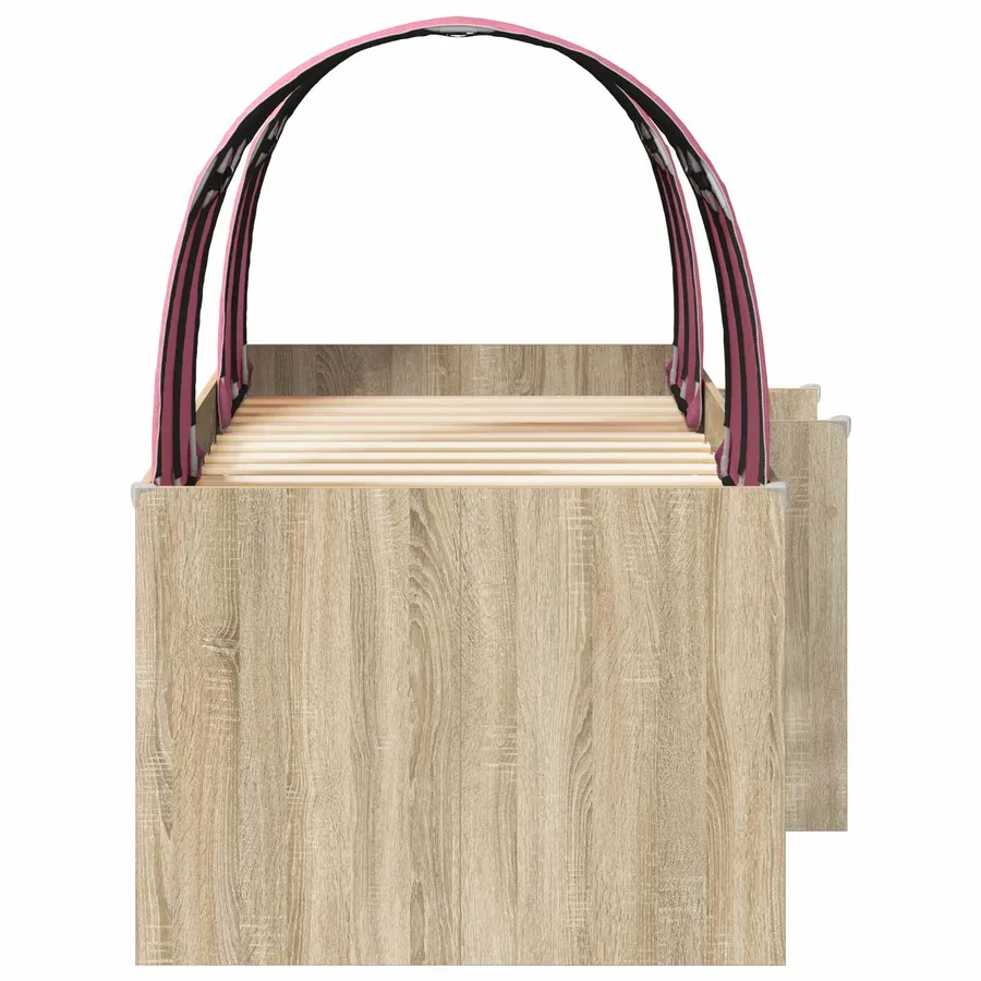 Lit avec Tunnel 3 pc Chêne Sonoma et rose Bois d'ingénierie - 7