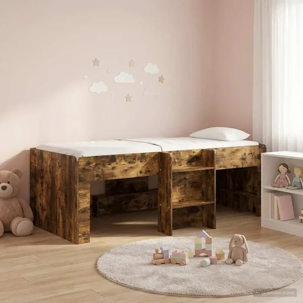 Cadre de Lit Élevé pour Enfants Chêne fumé 90 x 190 cm