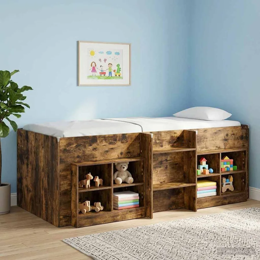 Cadre de Lit Élevé pour Enfants Chêne fumé 90 x 190 cm - 3