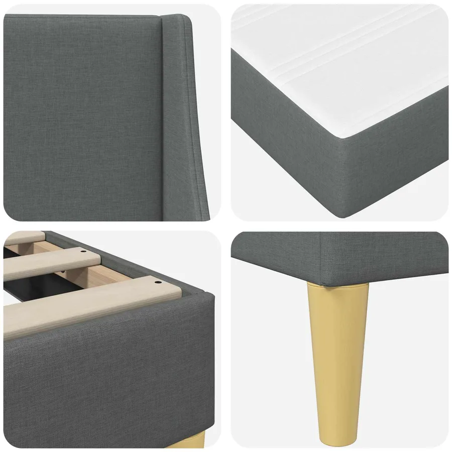 Cadre de lit avec matelas avec tête de lit Polyester - 9