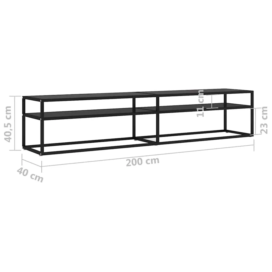 Meuble TV noir 200x40x40,5 cm verre trempé - 6