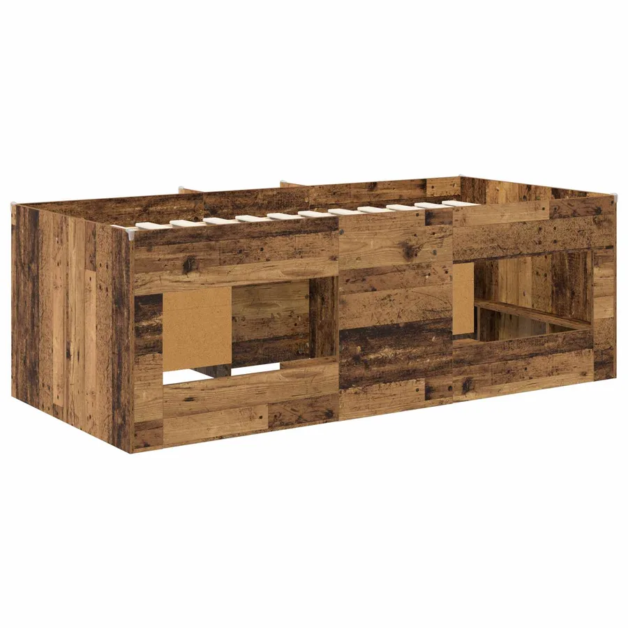 Cadre de lit en loft avec armoire avec étagère 3 pc Bois ancien - 5