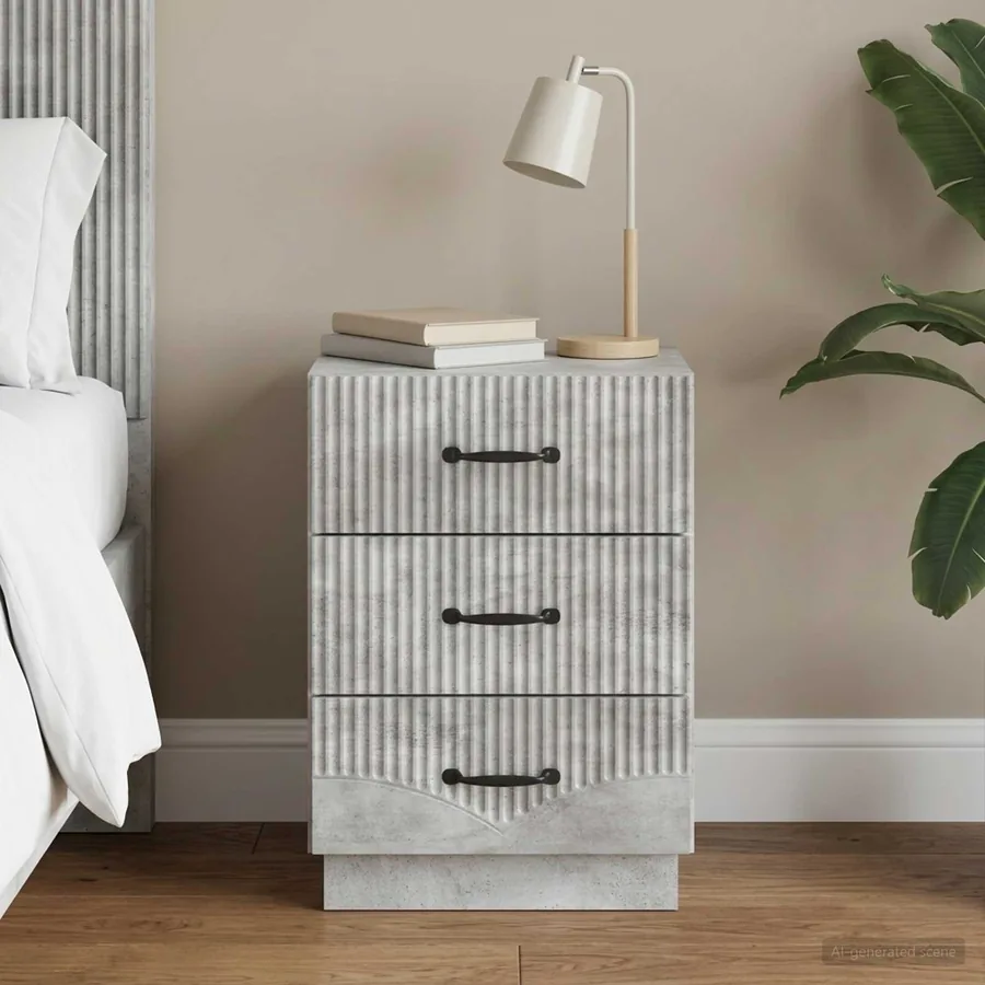 Cabinet de chevet avec tiroir Gris béton 43 x 41 x 63,5 cm