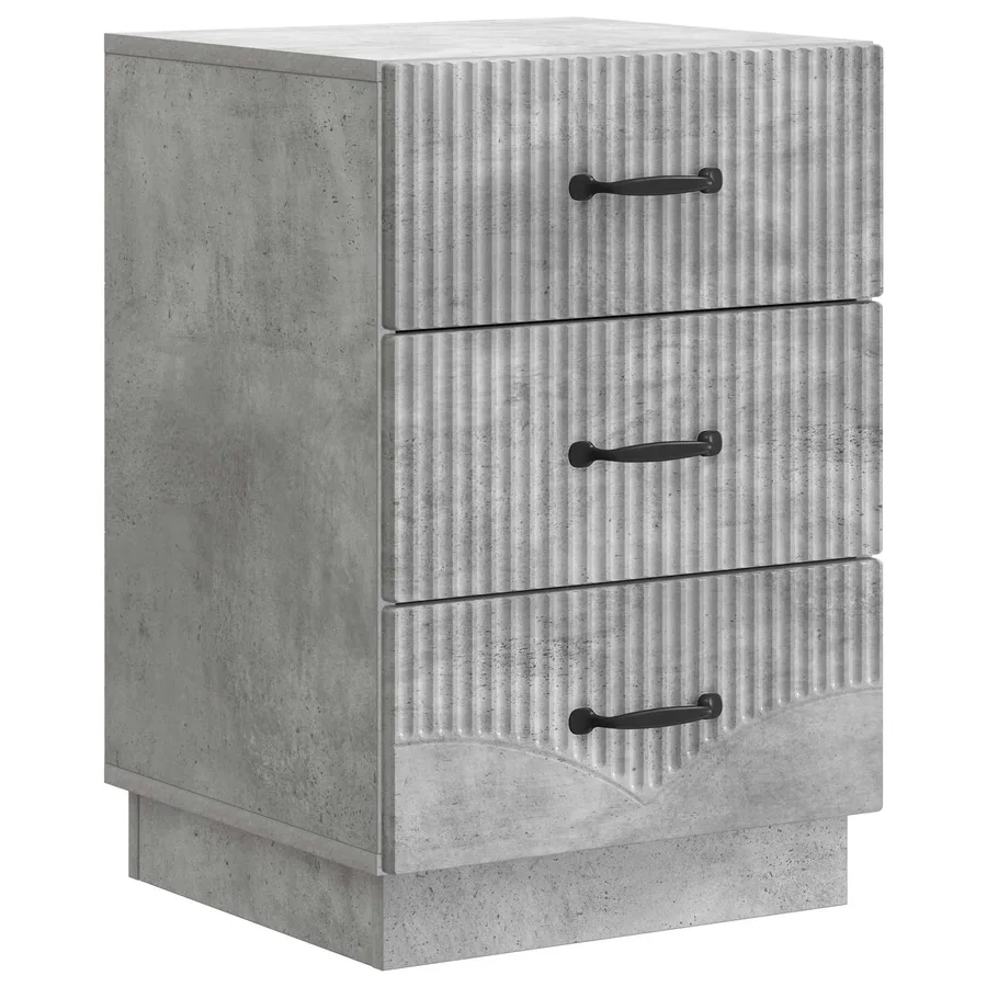 Cabinet de chevet avec tiroir Gris béton 43 x 41 x 63,5 cm - 2