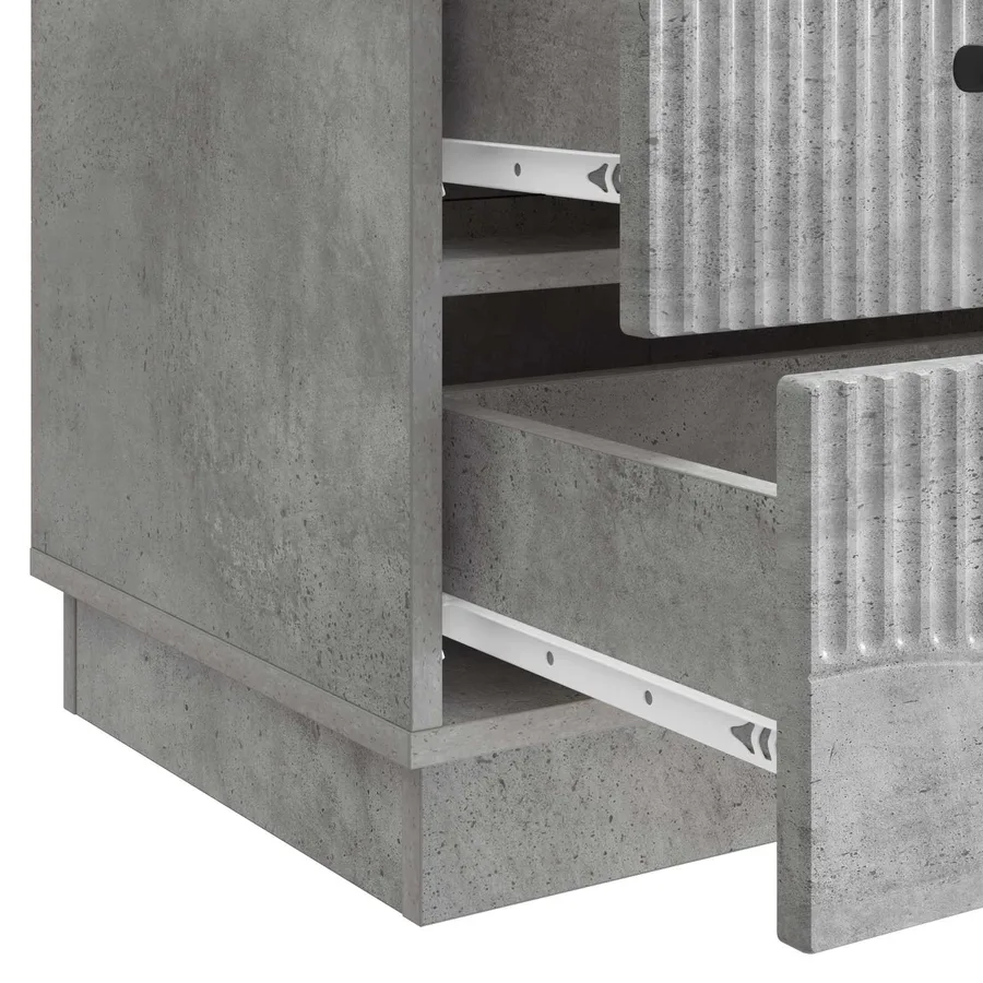 Cabinet de chevet avec tiroir Gris béton 43 x 41 x 63,5 cm - 9
