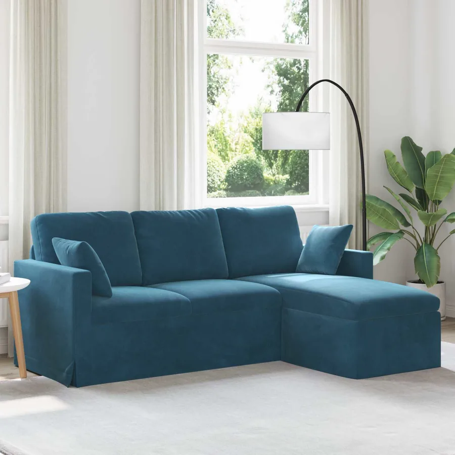 Canapé Bleu 198 x 134 x 80 cm Velours