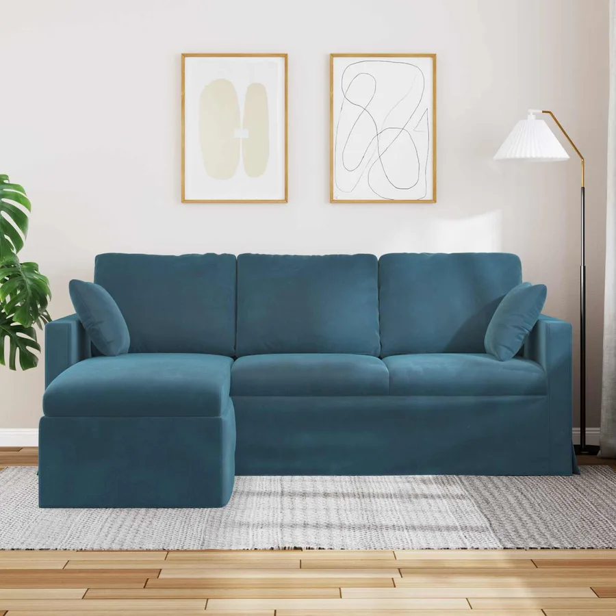Canapé Bleu 198 x 134 x 80 cm Velours - 3