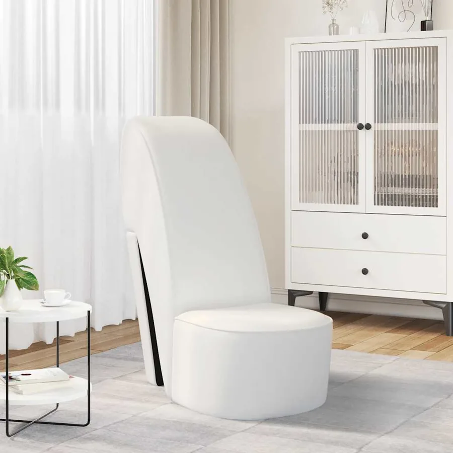 Chaise en forme de chaussure à talon haut Blanc Similicuir