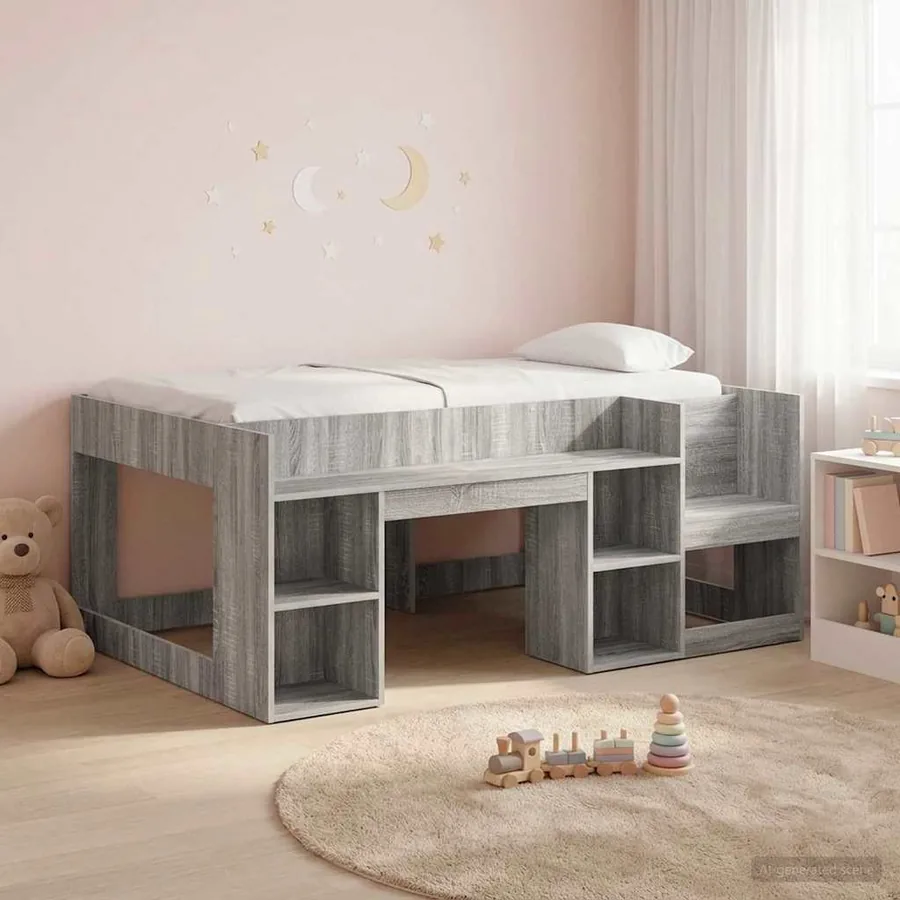 Cadre de lit pour enfants avec rangement Sonoma gris