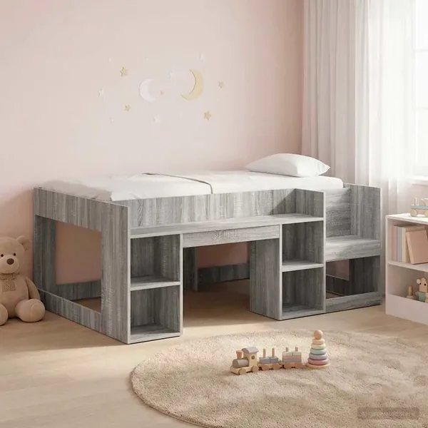 Cadre de lit pour enfants avec rangement Sonoma gris