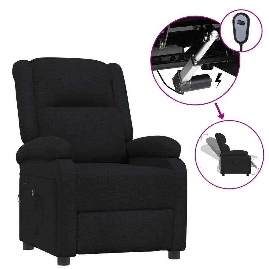 Fauteuil inclinable électrique Noir Tissu - 2