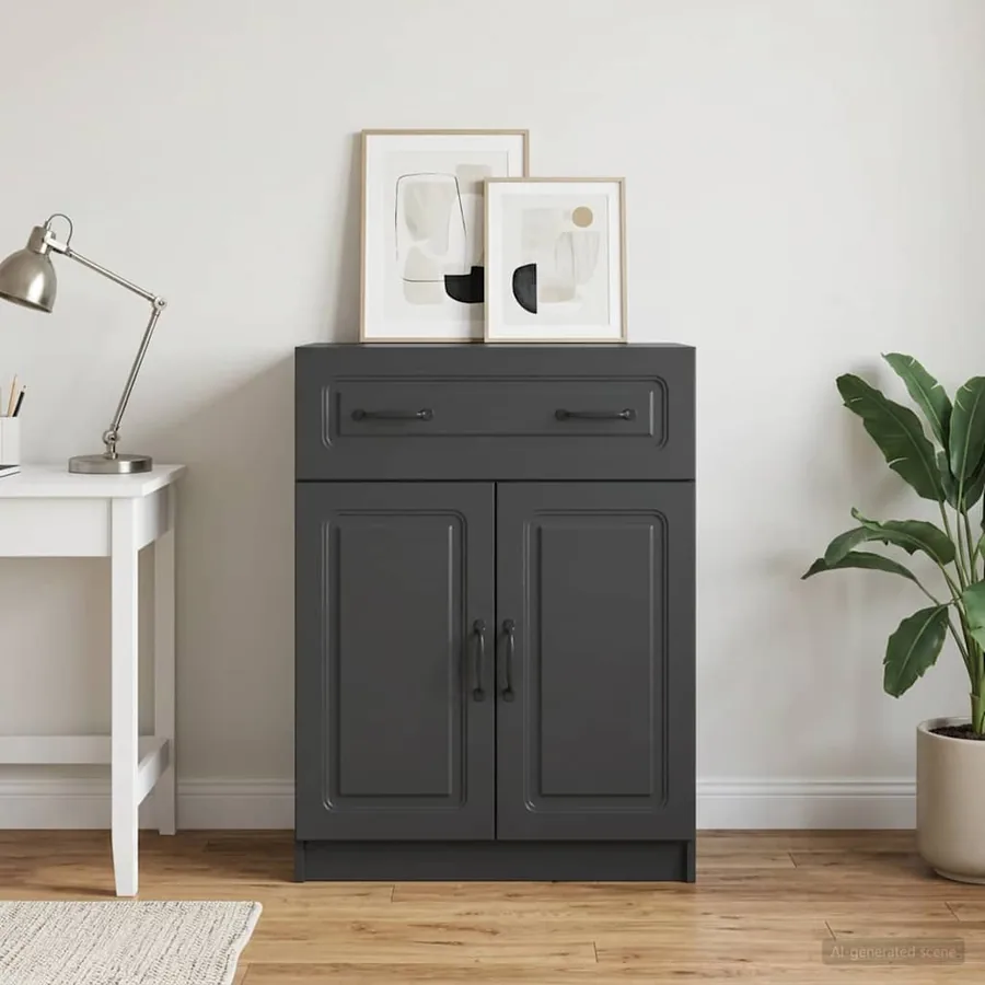 Buffet avec tiroir Noir 66 x 34,5 x 87 cm Bois d'ingénierie