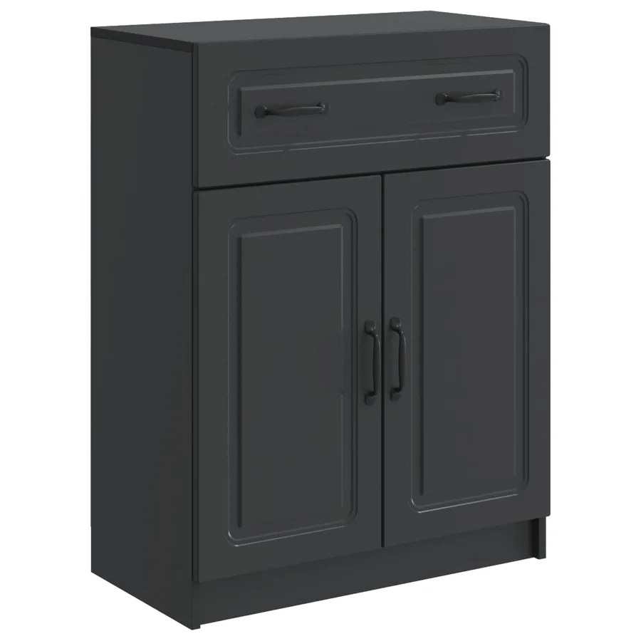 Buffet avec tiroir Noir 66 x 34,5 x 87 cm Bois d'ingénierie - 2