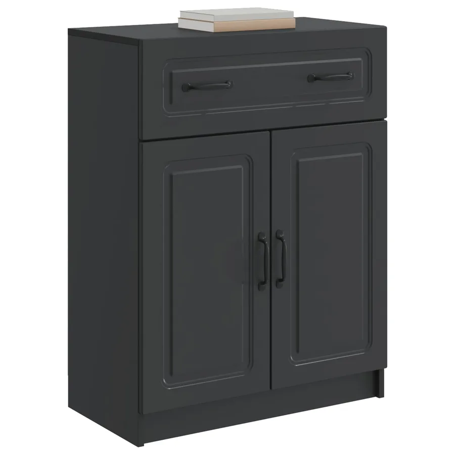 Buffet avec tiroir Noir 66 x 34,5 x 87 cm Bois d'ingénierie - 3