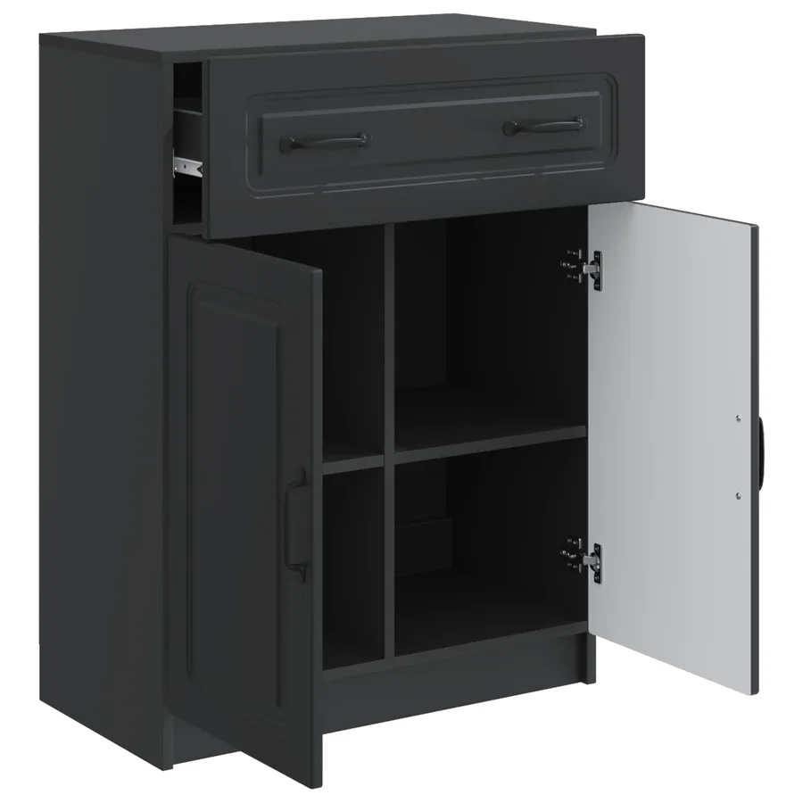 Buffet avec tiroir Noir 66 x 34,5 x 87 cm Bois d'ingénierie - 5