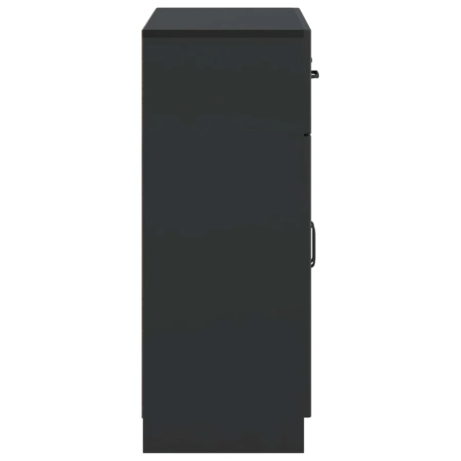 Buffet avec tiroir Noir 66 x 34,5 x 87 cm Bois d'ingénierie - 7