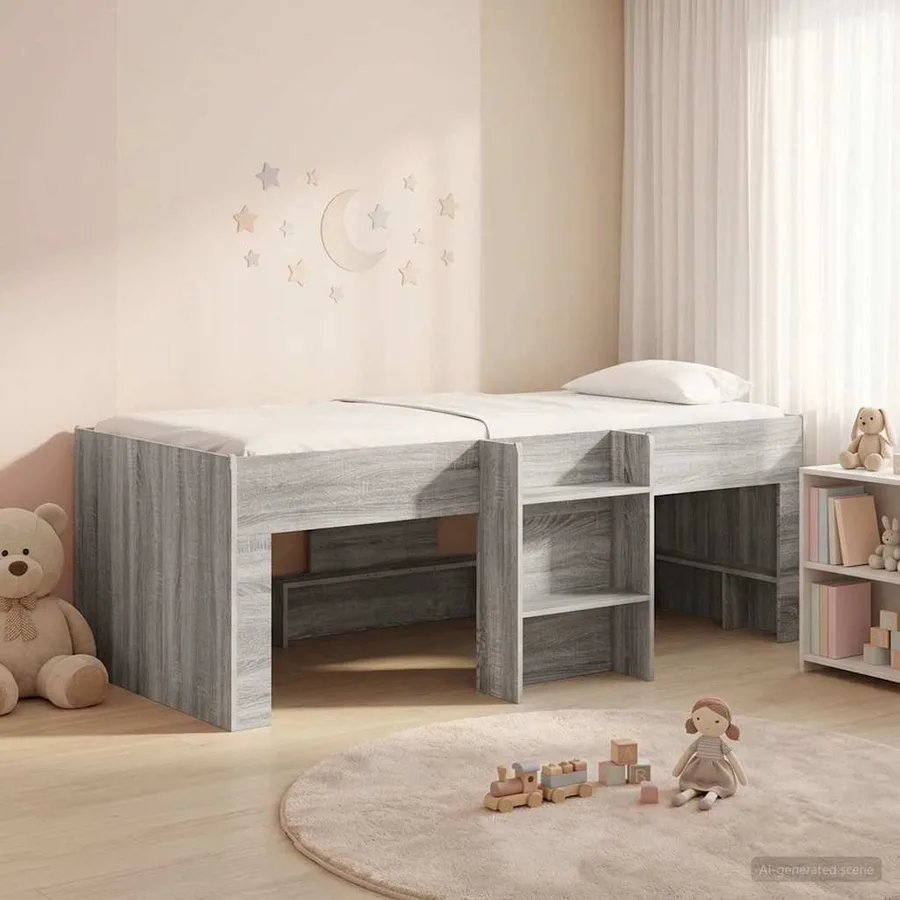 Cadre de Lit Élevé pour Enfants Sonoma gris 90 x 200 cm - 3