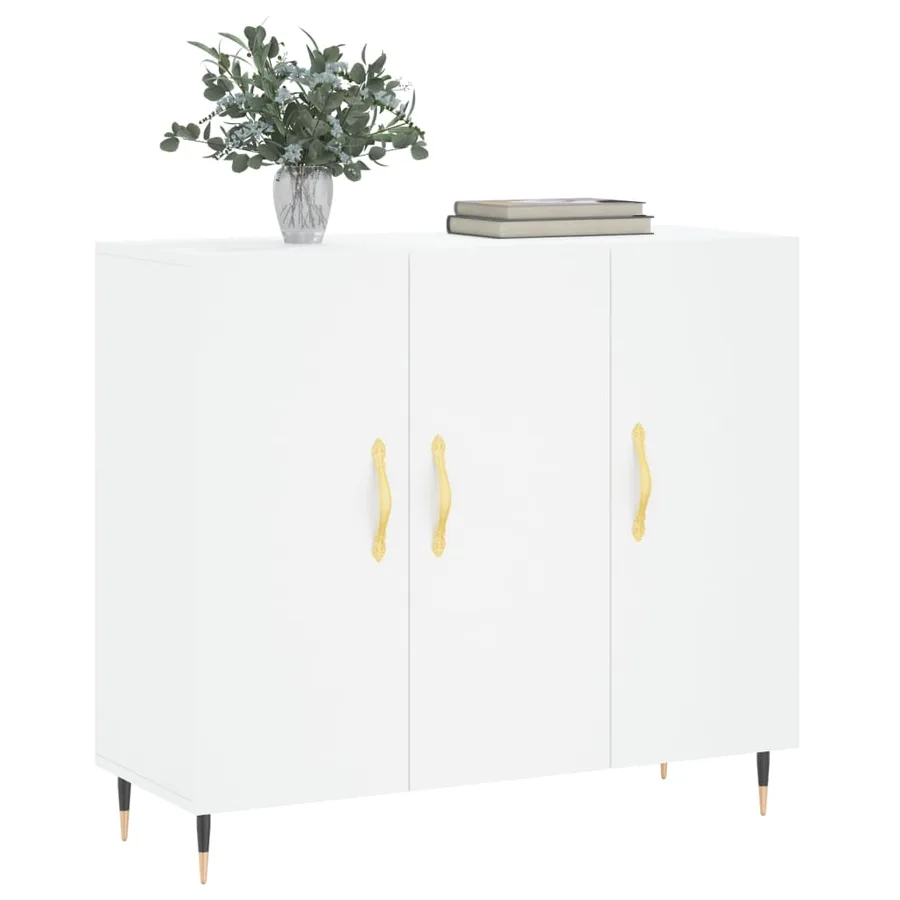 Buffet blanc 90x34x80 cm bois d'ingénierie - 3
