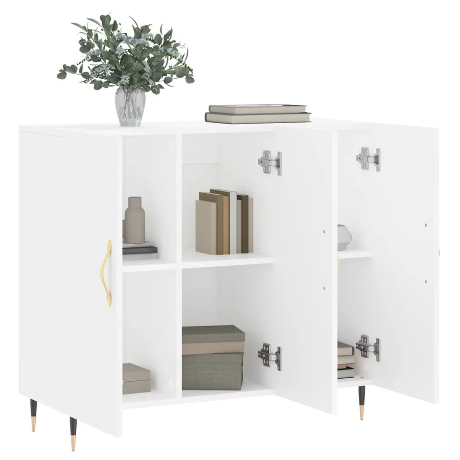 Buffet blanc 90x34x80 cm bois d'ingénierie - 4