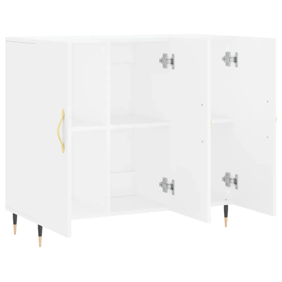 Buffet blanc 90x34x80 cm bois d'ingénierie - 5