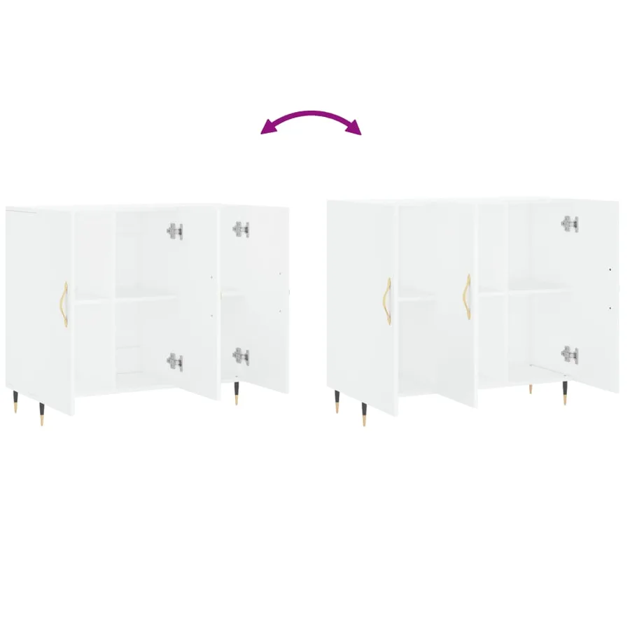Buffet blanc 90x34x80 cm bois d'ingénierie - 9