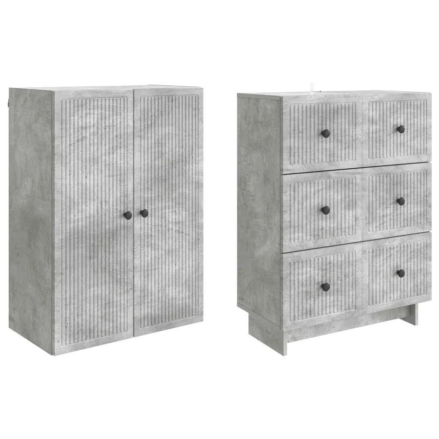 Ensemble de Meubles 2 pcs Gris béton 66 x 34,5 x 90 cm - 4