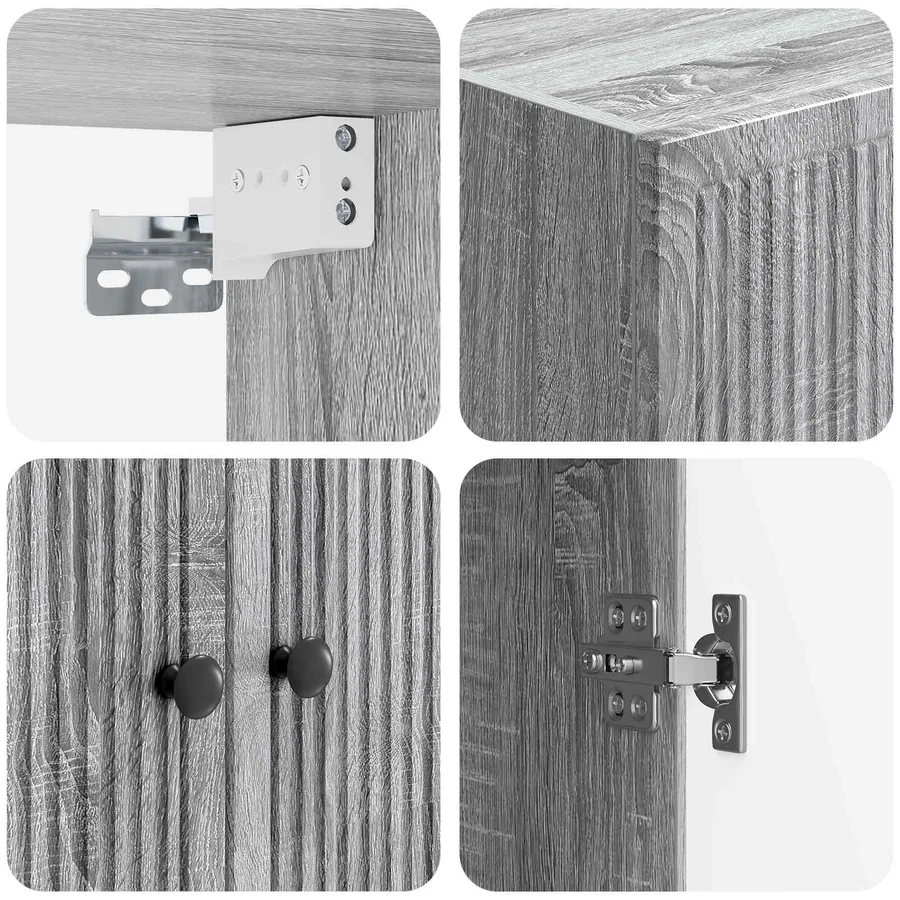 Armoire Murale Sonoma gris 66 x 34,5 x 90 cm Bois d'ingénierie - 7