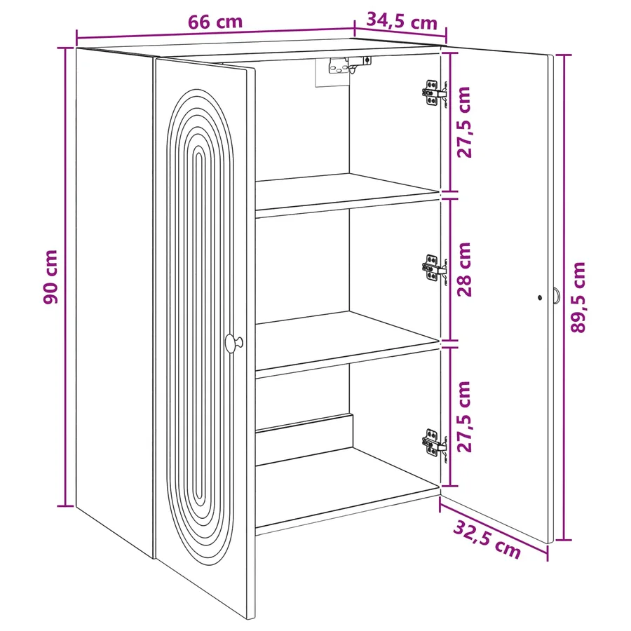 Armoire Murale Blanc brillant 66 x 34,5 x 90 cm - 9