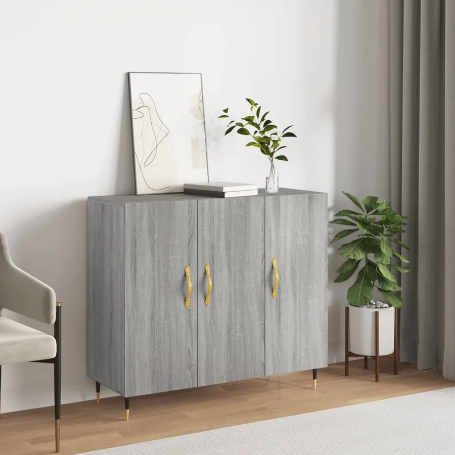Buffet sonoma gris 90x34x80 cm bois d'ingénierie