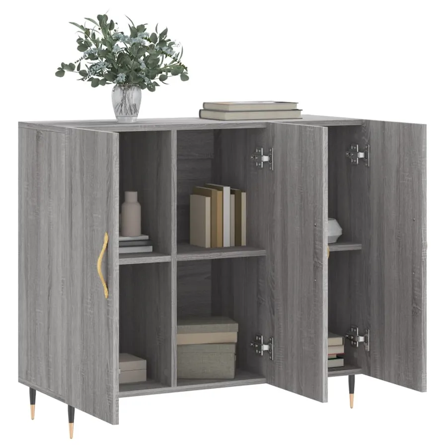 Buffet sonoma gris 90x34x80 cm bois d'ingénierie - 4