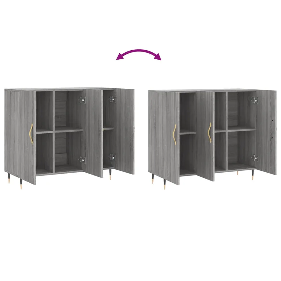 Buffet sonoma gris 90x34x80 cm bois d'ingénierie - 9