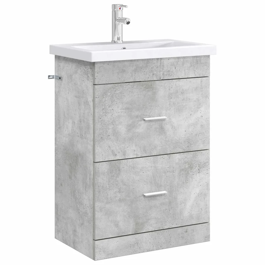 Meuble sous lavabo de salle de bain Gris béton - 3