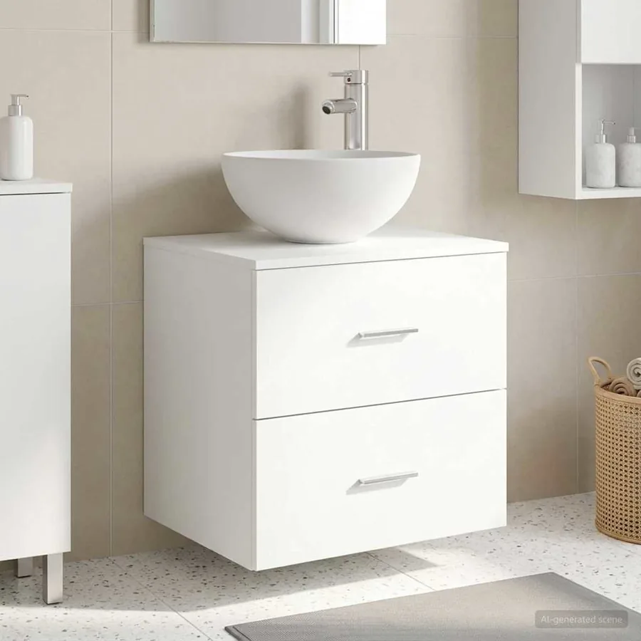 Meuble lavabo mural Blanc 49,5 x 35 x 63 cm Bois d'ingénierie