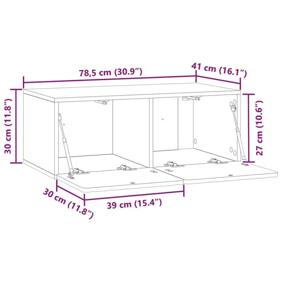 Meuble TV mural 78,5 x 41 x 30 cm Blanc brillant - 11