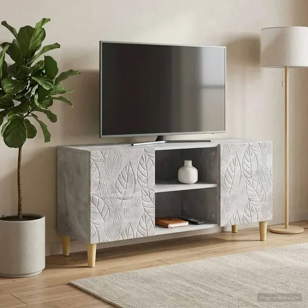 Meuble TV 102 x 34,5 x 50 cm Gris béton Bois d'ingénierie