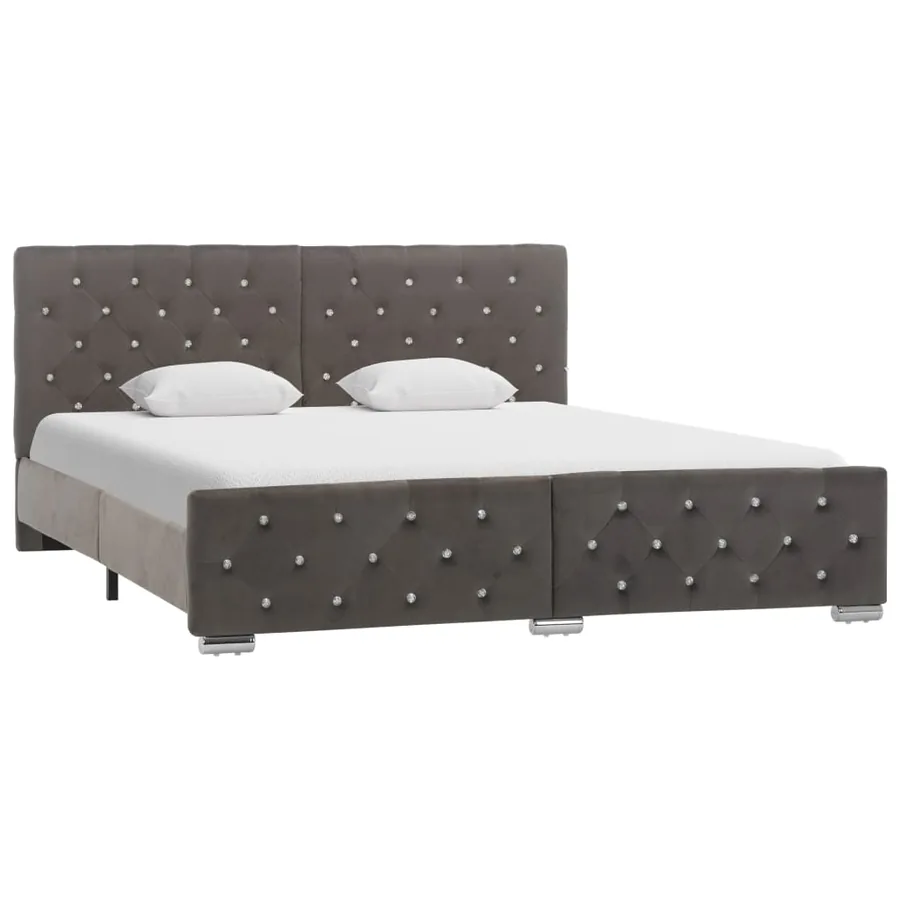 Cadre de lit sans matelas gris velours 160x200 cm