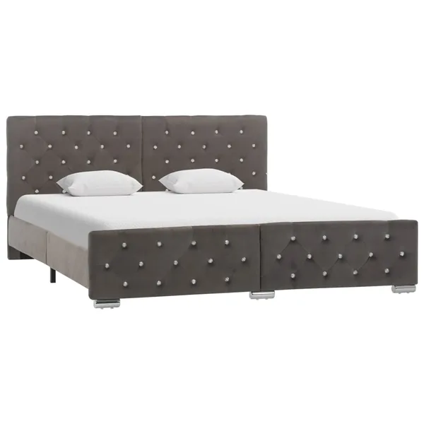 Cadre de lit sans matelas gris velours 160x200 cm