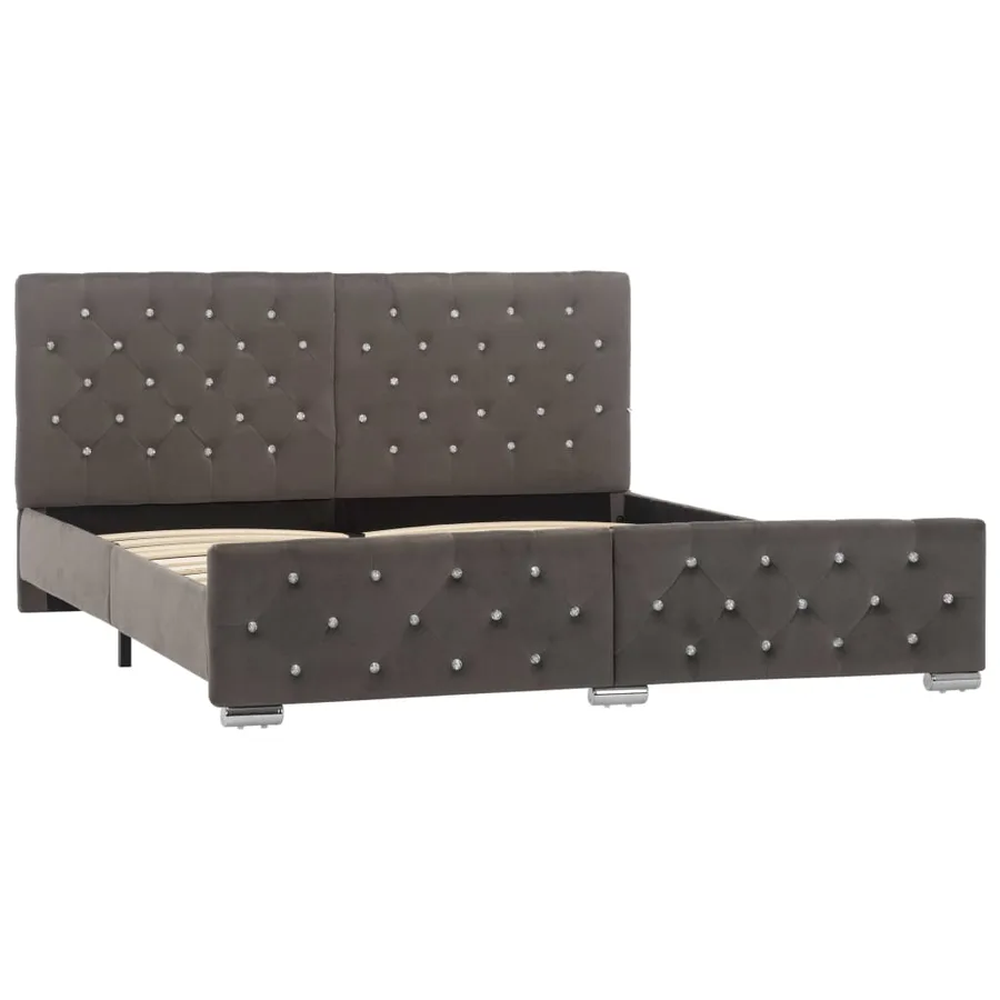 Cadre de lit sans matelas gris velours 160x200 cm - 2