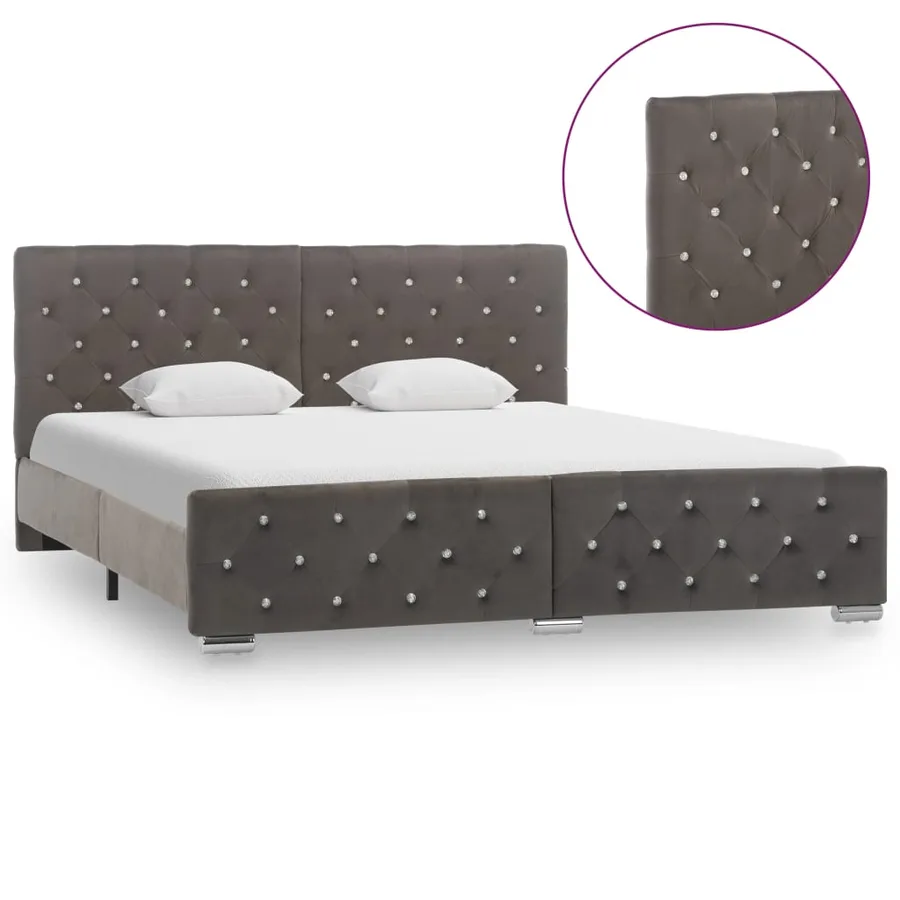 Cadre de lit sans matelas gris velours 160x200 cm - 3