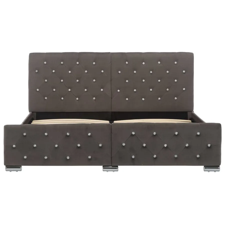 Cadre de lit sans matelas gris velours 160x200 cm - 4