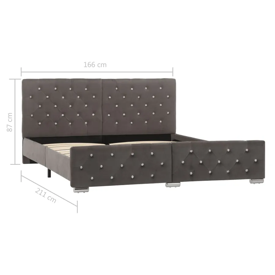 Cadre de lit sans matelas gris velours 160x200 cm - 8